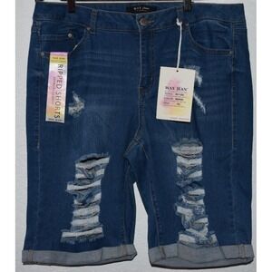 Wax Jeans 3XL RIPPED Distressed Shorts Stretch Bermuda Length 5Pocket New w/Tags